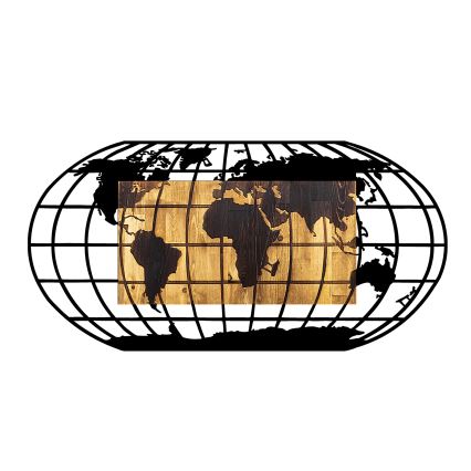 Τοίχινη διακόσμηση 102x50 εκ. υδρόγειος σφαίρα ξύλο/μέταλλο