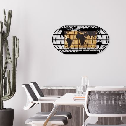 Τοίχινη διακόσμηση 102x50 εκ. υδρόγειος σφαίρα ξύλο/μέταλλο