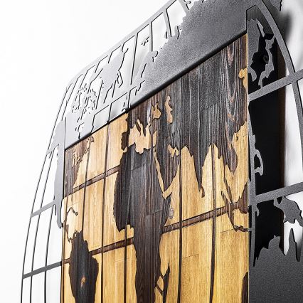 Τοίχινη διακόσμηση 102x50 εκ. υδρόγειος σφαίρα ξύλο/μέταλλο