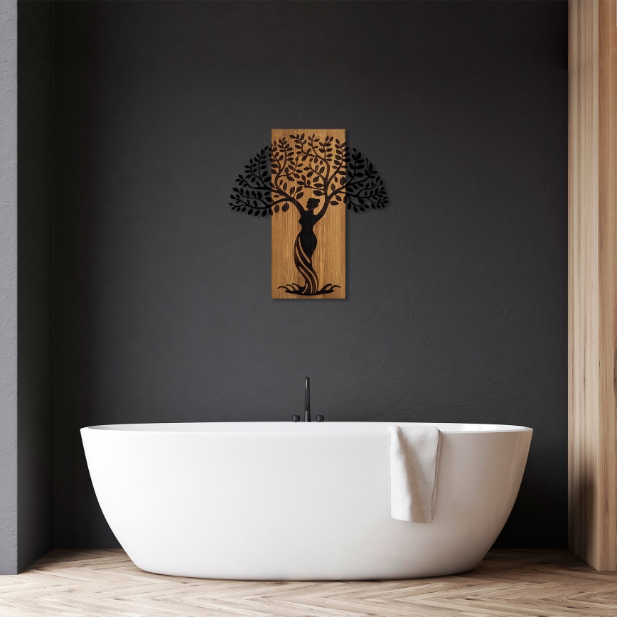 Διακοσμητικό τοίχου 54x58 εκ. δέντρο ξύλο/μέταλλο