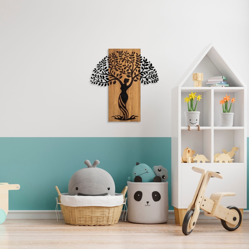 Διακοσμητικό τοίχου 54x58 εκ. δέντρο ξύλο/μέταλλο