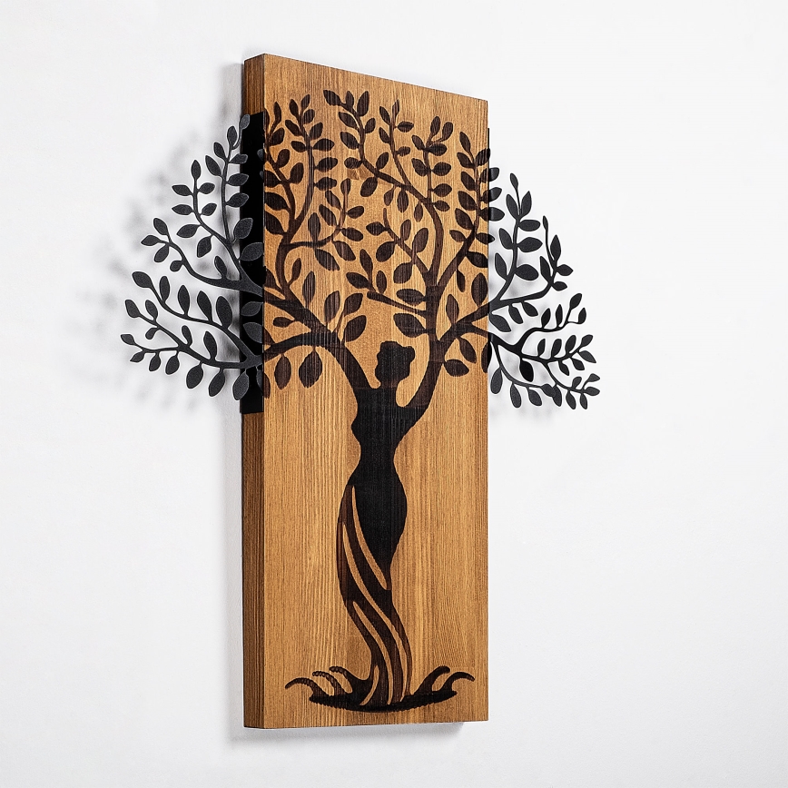 Διακοσμητικό τοίχου 54x58 εκ. δέντρο ξύλο/μέταλλο