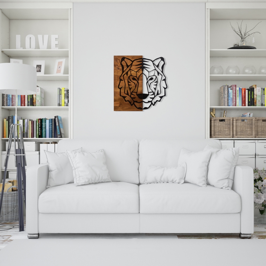 Διακοσμητικό τοίχου 56x58 εκ. τίγρης ξύλο/μέταλλο
