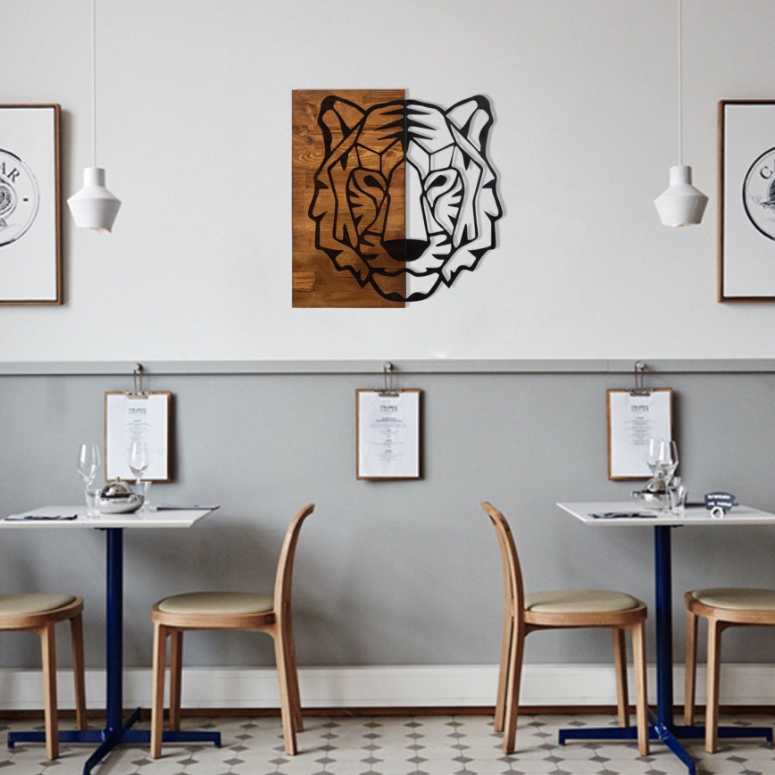 Διακοσμητικό τοίχου 56x58 εκ. τίγρης ξύλο/μέταλλο