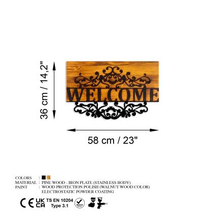 Διακοσμητικό τοίχου 58x36 εκ. καλωσορίσατε ξύλο/μέταλλο