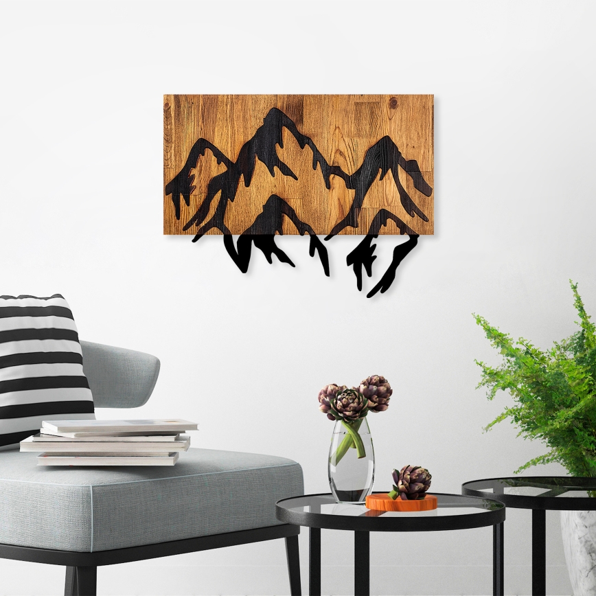 Διακοσμητικό τοίχου 58x44 εκ. βουνά ξύλο/μέταλλο