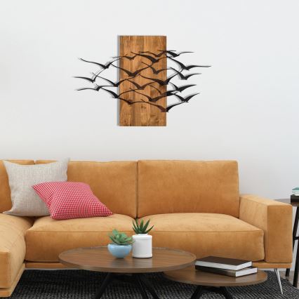 Διακοσμητικό τοίχου 86x58 εκ. πουλιά ξύλο/μέταλλο