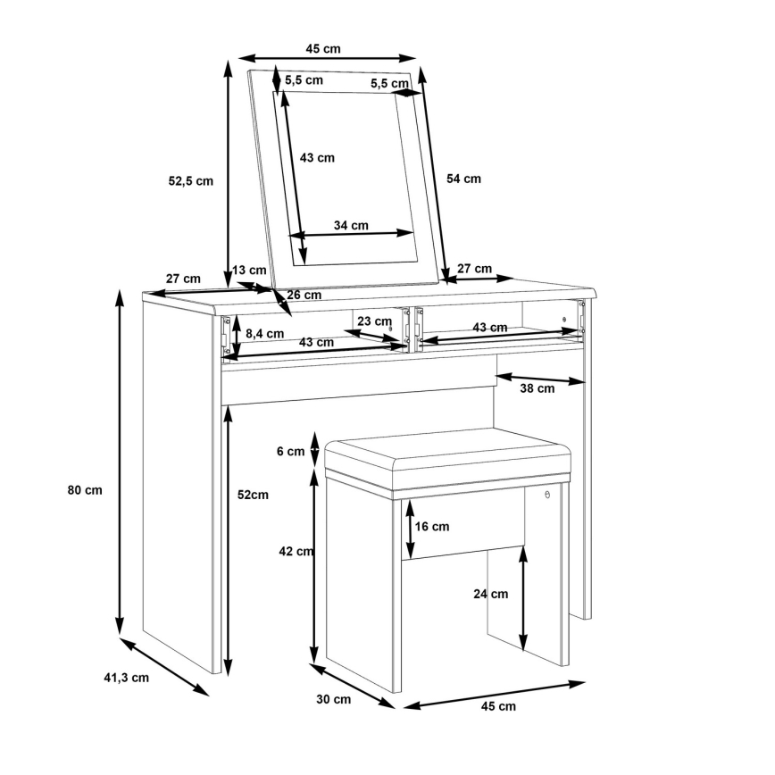 Τουαλέτα ERO + σκαμπό, καφέ/μαύρο