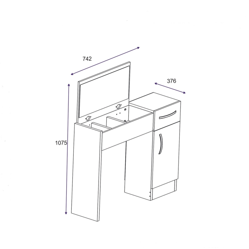 Τουαλέτα κρεβατοκάμαρας INCI 108,8x74,2 cm λευκή