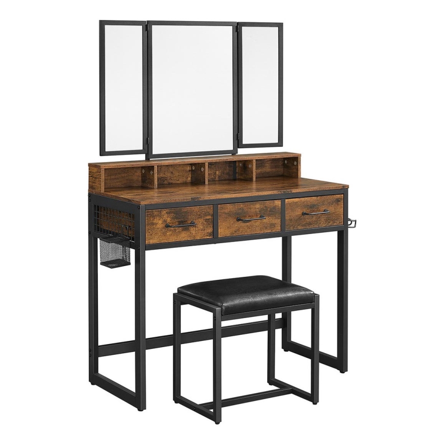 Τουαλέτα με σκαμπό 28,6x42 cm FLORA καφέ/μαύρο