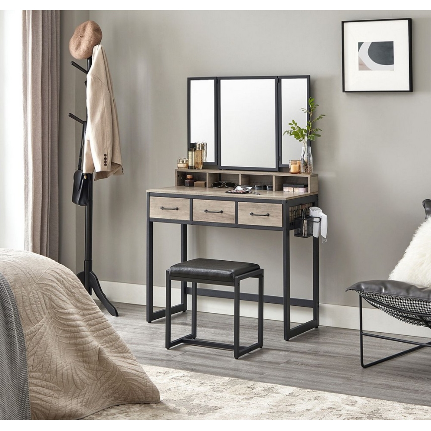 Τουαλέτα με σκαμπό 28,6x42 cm FLORA γκρι/μαύρο