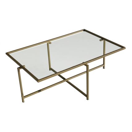 Τραπεζάκι σαλονιού ΗΛΙΟΣ 35x94 cm χρυσό/γυαλί