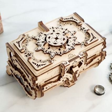 Ugears - 3D ξύλινο μηχανικό παζλ Antique κουτί κοσμημάτων