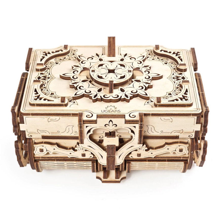 Ugears - 3D ξύλινο μηχανικό παζλ Antique κουτί κοσμημάτων