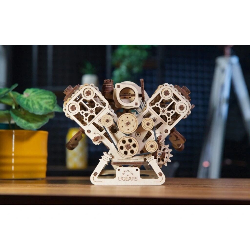 Ugears - 3D ξύλινο μηχανικό παζλ Κινητήρας V8