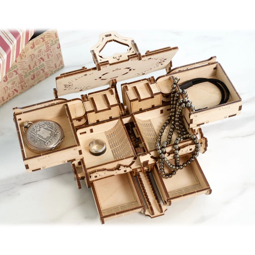 Ugears - 3D ξύλινο μηχανικό παζλ Antique κουτί κοσμημάτων