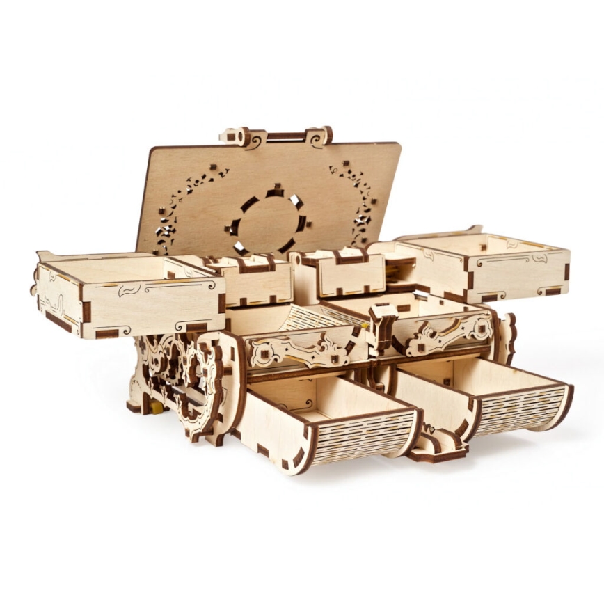 Ugears - 3D ξύλινο μηχανικό παζλ Antique κουτί κοσμημάτων