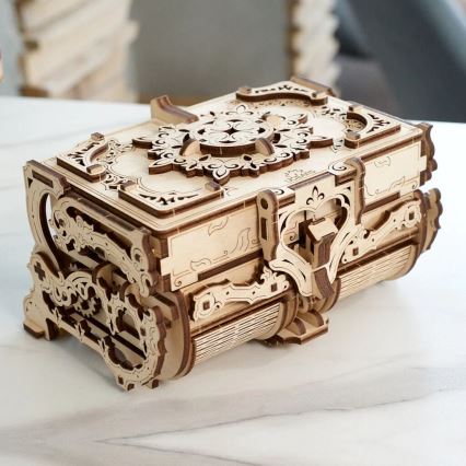 Ugears - 3D ξύλινο μηχανικό παζλ Antique κουτί κοσμημάτων