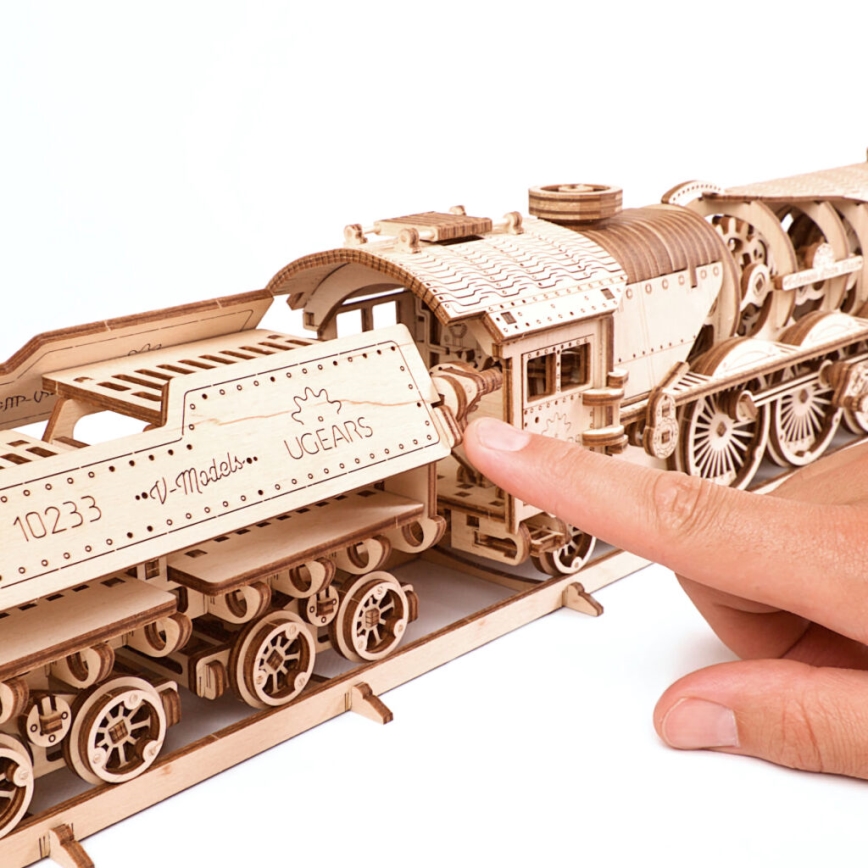 Ugears - 3D ξύλινο μηχανικό παζλ V-Express ατμομηχανή