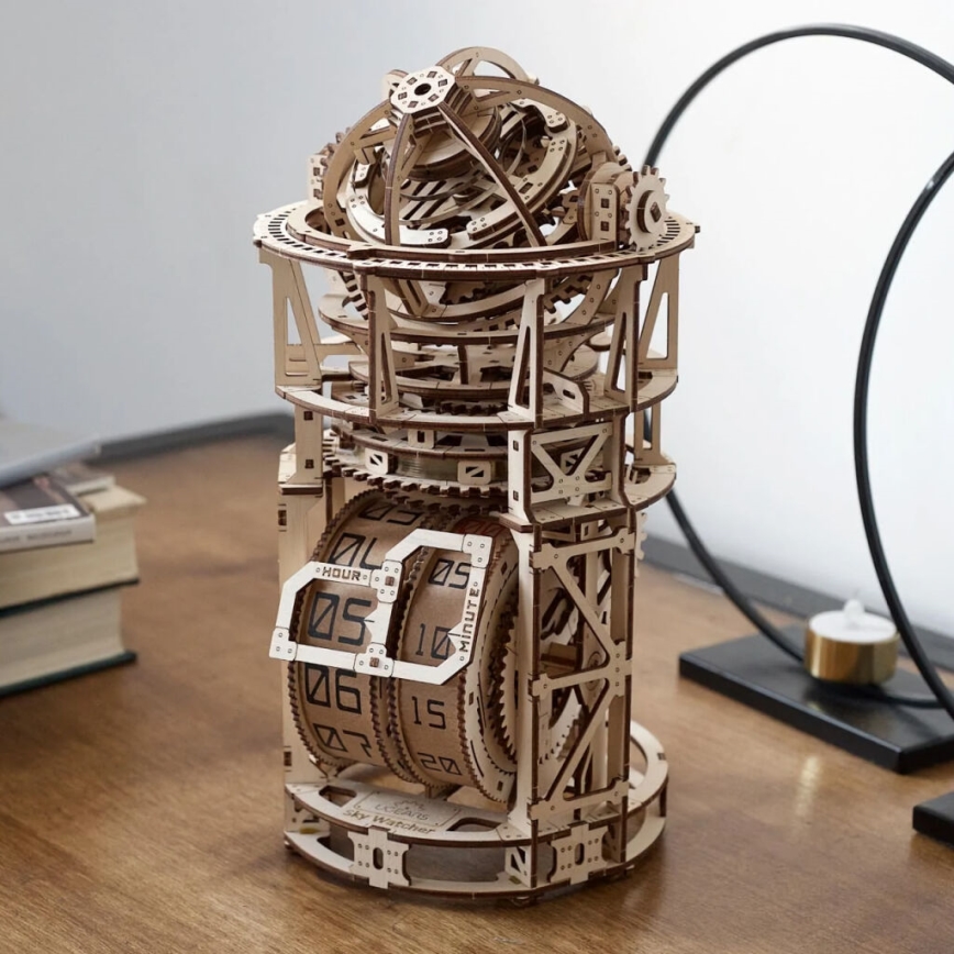 Ugears - 3D ξύλινο μηχανικό παζλ Ρολόι με τουρμπιγιόν