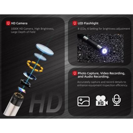 Uni-T - Βιντεοενδοσκόπιο 3,7V 3000 mAh IP67 1m