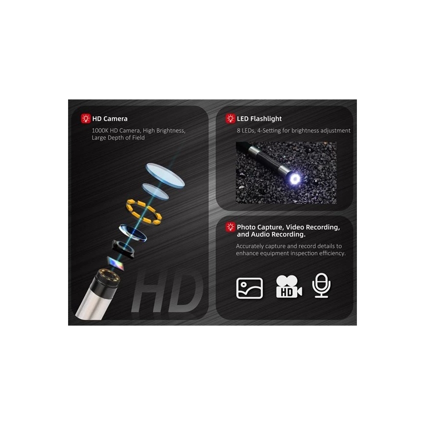 Uni-T - Βιντεοενδοσκόπιο 3,7V 3000 mAh IP67 1m