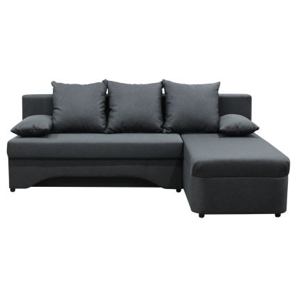 Αναστρέψιμος γωνιακός καναπές-κρεβάτι με χώρο αποθήκευσης σε σχήμα L ALMEIDA ανθρακί