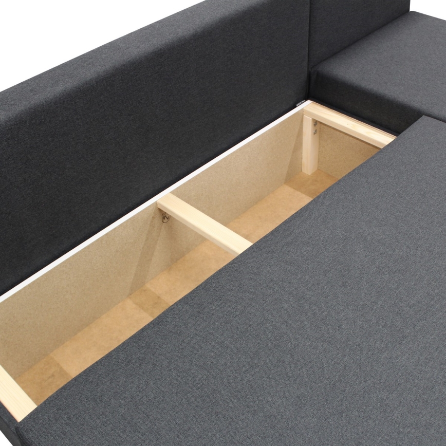 Αναστρέψιμος γωνιακός καναπές-κρεβάτι με χώρο αποθήκευσης σε σχήμα L ALMEIDA ανθρακί