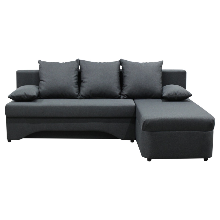 Πολυχρηστικός γωνιακός καναπές-κρεβάτι ALMEIDA σε σχήμα L με αποθηκευτικό χώρο, ανθρακί