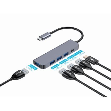 USB-C hub 5 σε 1 με Power Delivery 100W