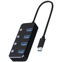 USB Hub με διακόπτες 4xUSB-A 3.0 μαύρο