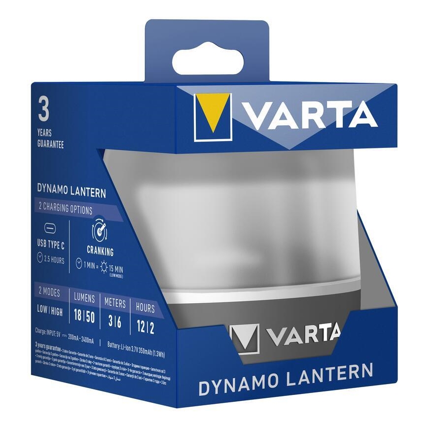 Varta 17670101111 - LED Επαναφορτιζόμενο φωτιστικό DYNAMO LANTERN LED/5V 350 mAhIP54