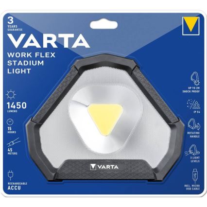 Varta 18647101401 - Φορητός LED φακός WORK FLEX LED/12W/5V 5200 mAh IP54