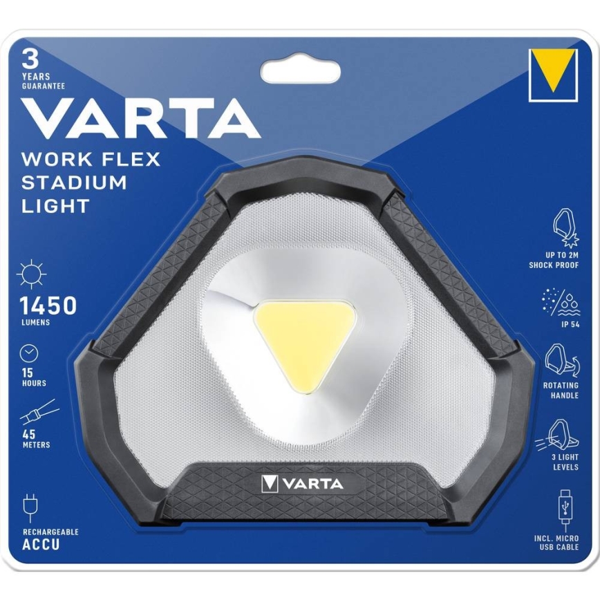 Varta 18647101401 - Φορητός LED φακός WORK FLEX LED/12W/5V 5200 mAh IP54