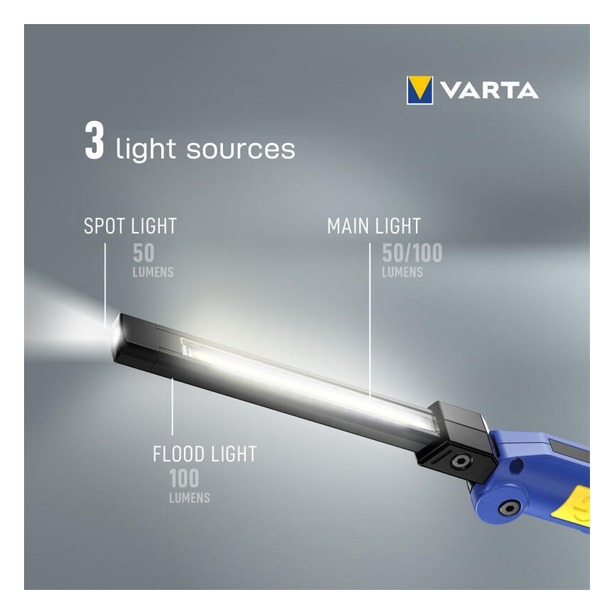 Varta 18649101401 - Επαναφορτιζόμενος φακός LED WORK FLEX F20R LED/5V IP54