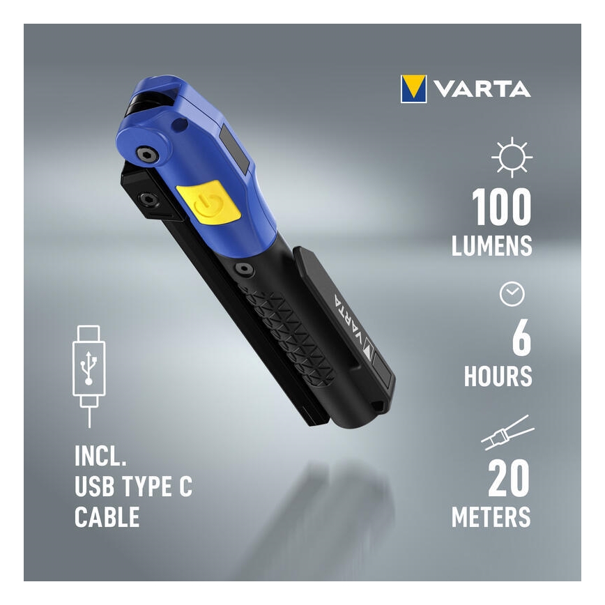 Varta 18649101401 - Επαναφορτιζόμενος φακός LED WORK FLEX F20R LED/5V IP54