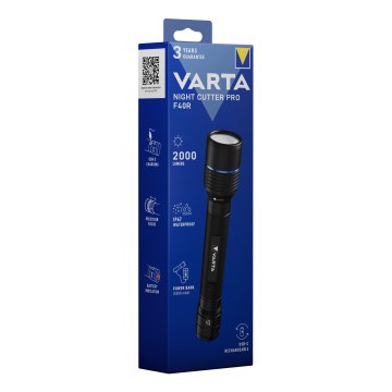 Varta 18922101111 - LED επαναφορτιζόμενος φακός με ενσωματωμένη powerbank NIGHT CUTTER PRO F40R LED/USB IP67 5200 mAh