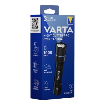 Varta 18923101111 - LED τακτικός επαναφορτιζόμενος φακός NIGHT CUTTER PRO F20R LED/USB 2600 mAh