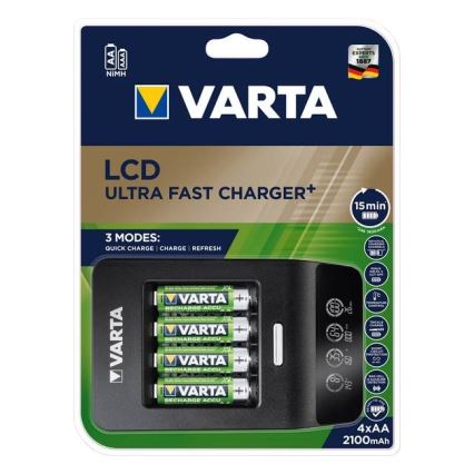 Varta 40084 - Έξυπνος φορτιστής LCD ULTRA FAST+ 4xNiMH AA 2100 mAh 230V