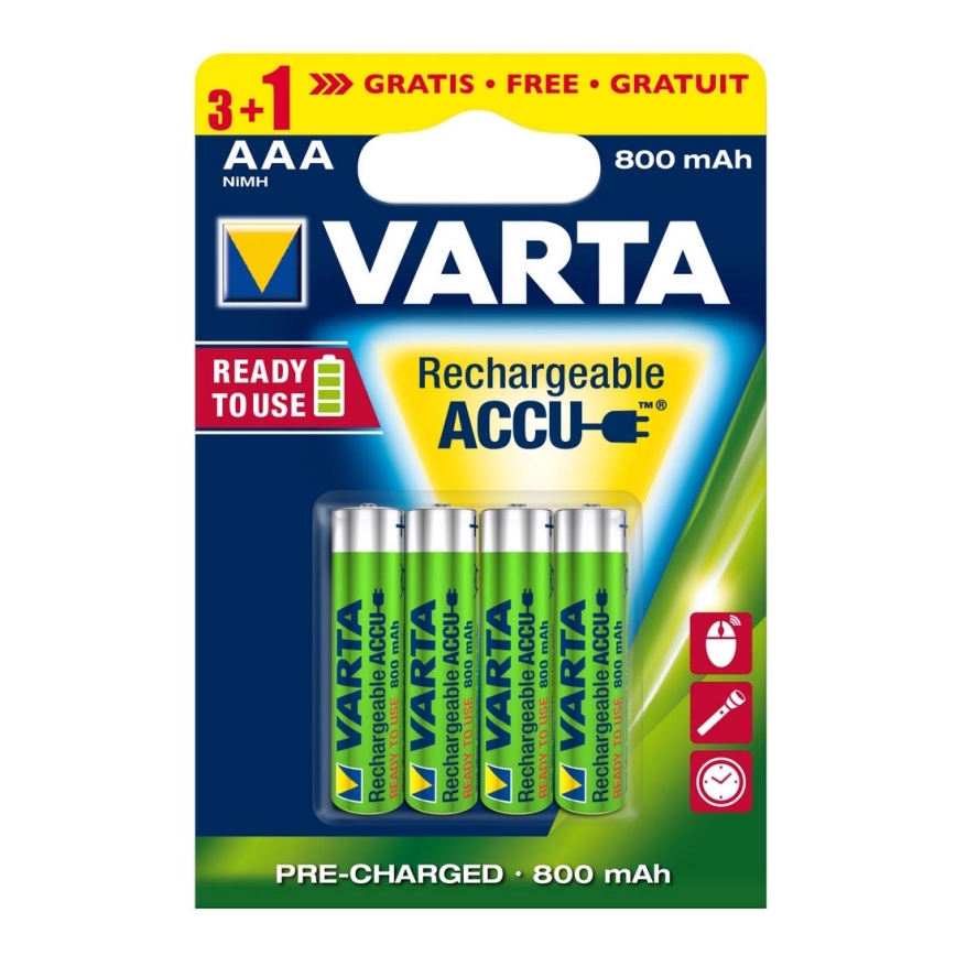 Varta 5670 - 3+1 τμχ Επαναφορτιζόμενη μπαταρία ACCU AAA Ni-MH/800mAh/1,2V