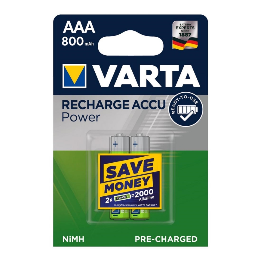 Varta 56703 - 2 τμχ Επαναφορτιζόμενη μπαταρία ACCU AAA NiMH/800mAh/1,2V