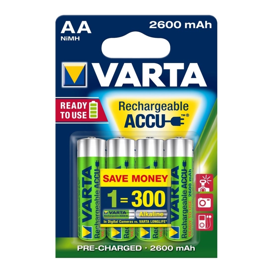Varta 5716 - Σετ 4 επαναφορτιζόμενες μπαταρίες ACCU AA NiMH/2600mAh/1,2V