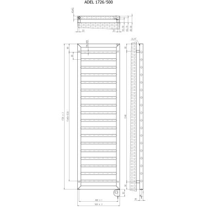 Vertaduro - Καλοριφέρ μπάνιου με θερμοστάτη ADEL 600W 172x50 cm τάουπ