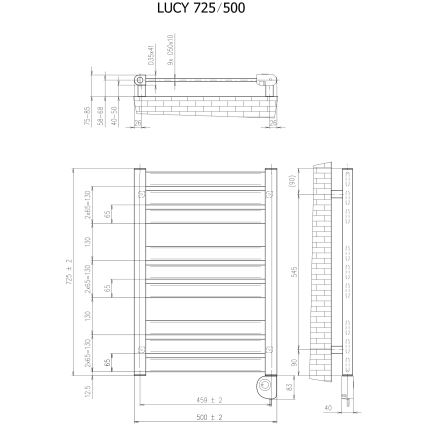 Vertaduro - Καλοριφέρ μπάνιου με θερμοστάτη LUCY 400W 73x50 cm μαύρο