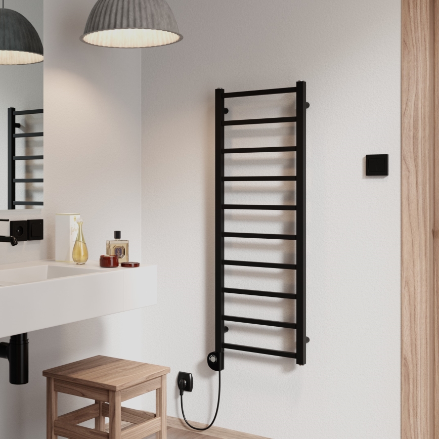 Vertaduro - Καλοριφέρ μπάνιου με θερμοστάτη ZOE 400W 114x40 cm σε μαύρο χρώμα