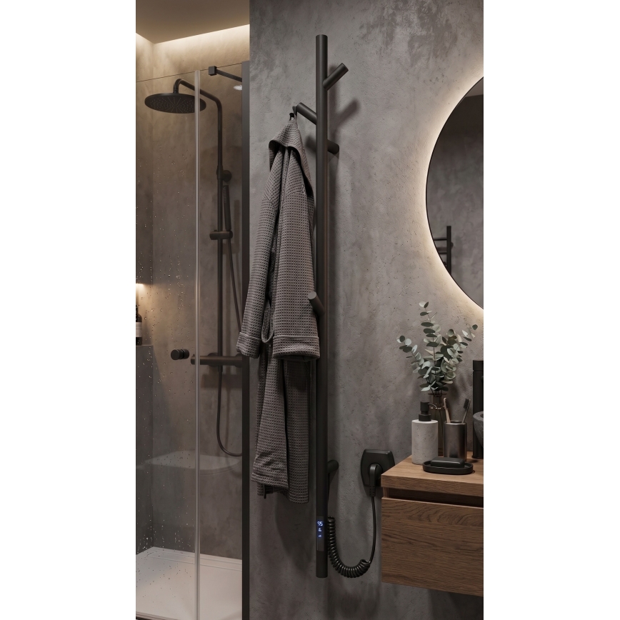 Vertaduro - Ηλεκτρική πετσετοκρεμάστρα MEDA 37W 118x16 cm μαύρη