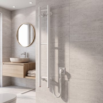 Vertaduro - Ηλεκτρική πετσετοκρεμάστρα VEO 46W/230V 100x16 cm IP44 λευκή δεξιά