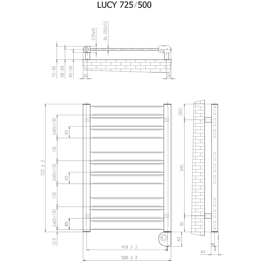 Vertaduro - Θερμαντικό σώμα μπάνιου με θερμοστάτη LUCY 400W 73x50 cm τάουπ