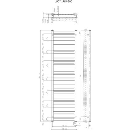 Vertaduro - Θερμαντικό σώμα μπάνιου με θερμοστάτη LUCY 800W 177x50 cm τάουπ