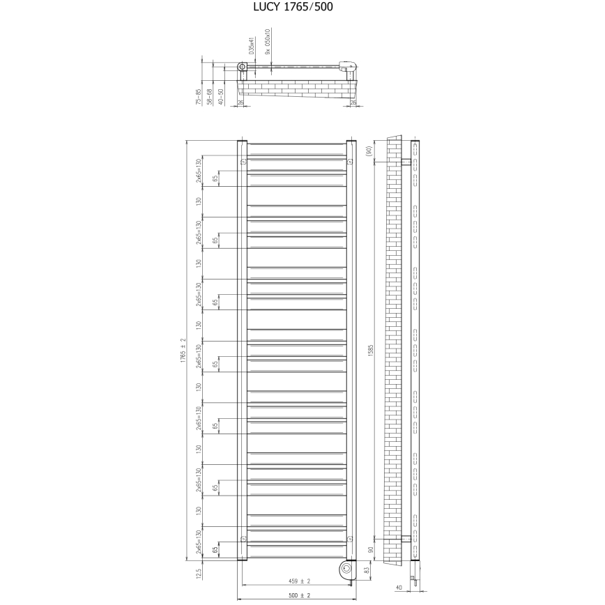 Vertaduro - Θερμαντικό σώμα μπάνιου με θερμοστάτη LUCY 800W 177x50 cm τάουπ